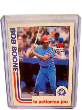 1982 O-Pee-Chee Bob Boone In Action Baseball Card #392 Traded To Angels Vintage
